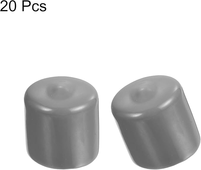 uxcell 20pcs Rubber End Caps Protective Caps 26mm ID Vinyl PVC Round Tube Bolt Cap Cover Screw Thread Protectors, Light Grey