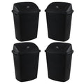 10 Gallon Plastic Swing Top Trash Cans, 4-Pack Garbage Cans with Swing Top Lid, Black