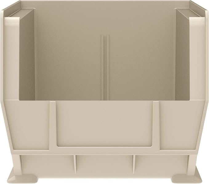 Akro-Mils 30240 AkroBins Plastic Storage Bins, Space-Saving Stackable Bins for Garage, Pantry, Craft Organization, 15" x 8" x 7", Stone, 12-Pack