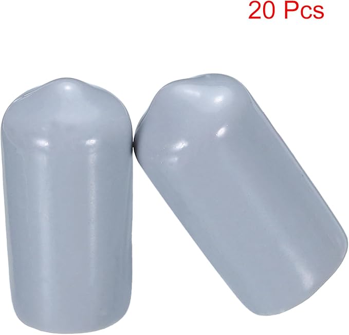 uxcell 20pcs Rubber End Caps 10mm(3/8") ID Vinyl PVC Round Tube Bolt Cap Cover Screw Thread Protectors Grey