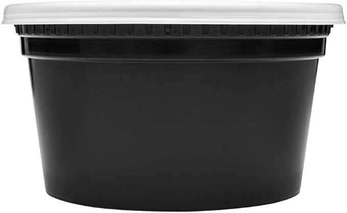 Karat [12oz - 240 ct Black PP Injection Molded Round Deli Containers with Lids (FP-IMDC12-PPB)