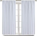 BGment Curtains 45 Inches Length - Rod Pocket Short Window Drapes for Bedroom Kitchen Cafe, Greyish White, 42 x 45 Inch, 2 Panels Set