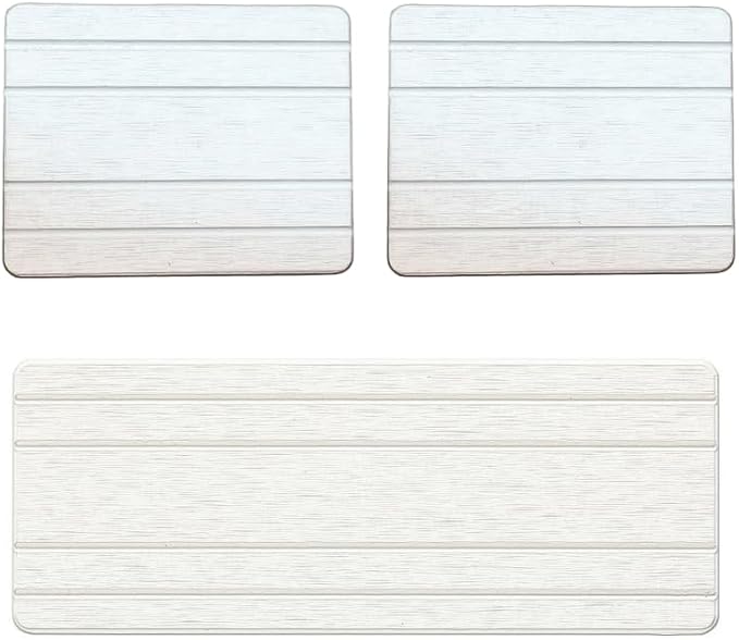 3 Pack Diatomite Stone Sink Tray, Water Absorbing Mat for Kitchen & Bathroom Counter, Quick Dry Soap Dish Makeup Vanity Caddy,Sponge Holder Organizer, Beige - 2pcs of 4.5"x 3.5" and 1pc of 9"x 3.5"