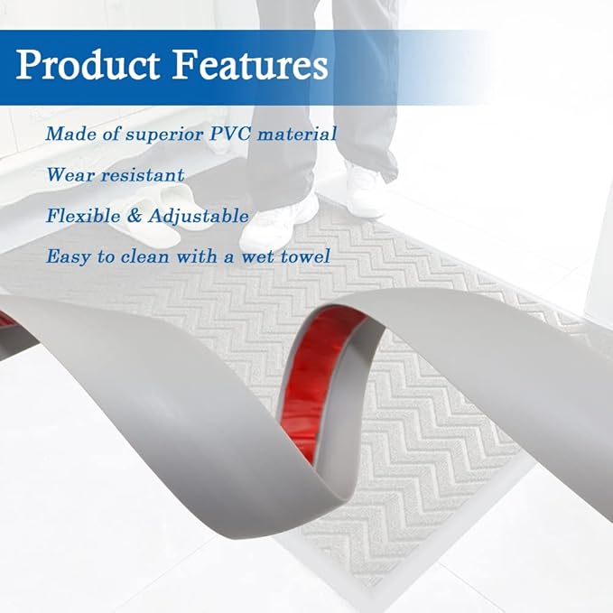 Floor Transition Strip Self Adhesive Carpet & Flooring Transitions Edging Trim Strip PVC Threshold Transitions Suitable for Threshold Height Less Than 3mm (10Ft, Gray)