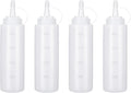 Condiment Squeeze Bottles Ketchup Dispenser, 4 Pack 8oz Squeeze Bottles for Liquids, Plastic Sauce Bottle with Cap Lid, Squirt Bottles for Sauces Liquids BBQ Dressing Pancake Art