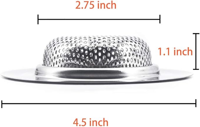 Kitchen Sink Strainer Stainless Steel Sink Strainer with Large Wide Rim 4.5" for Mesh Sink Strainer, Bathroom, Slop, Laundry, RV, Lavatory, Large (Pack of 2)