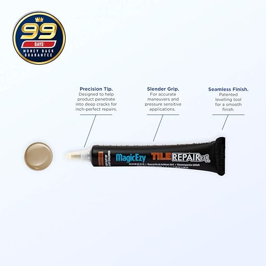 MagicEzy Tile RepairEzy (Beige) - Porcelain Repair Kit - Strong Chip Repair Filler for Tile, Sink Repair, Vase, Dinnerware