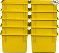 Wood Designs Cubby Storage Bin, Heavy Duty Plastic Containers for Kids Yellow Cubby Tray Set of 10