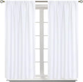 BGment Rod Pocket White Curtains 48 Inches Length for Kitchen Bathroom Window - Privacy Protection Short Window Treatment Drapes for Cafe Bedroom Home Decor, 2 Panels, Pure White, 42 x 48 Inch