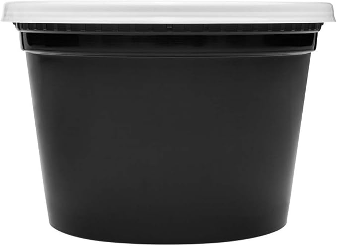 Karat [16oz - 240 ct Black PP Injection Molded Round Deli Containers with Lids (FP-IMDC16-PPB)