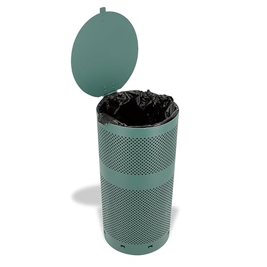 ZERO WASTE USA - Round Outdoor 10 Gallon Dog Waste Station Waste Can Replacement - 100% Rust-Free, Powder-Coated, Commercial Grade Aluminum. 10-Year Warranty (Matte Green)