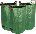Gardzen 3-Pack 32 Gallon Yard Waste Bags, Reusable Heavy Duty Collapsible Garden Leaf Bags with Plastic Ring, Stand-Up Yard Waste Bin for Leaves, Lawn Debris & Grass Clippings
