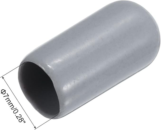 uxcell 20pcs Rubber End Caps 7mm ID Vinyl PVC Round Tube Bolt Cap Cover Screw Thread Protectors Grey