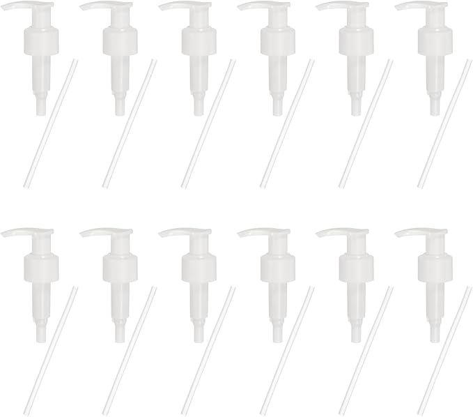 uxcell 12 Pcs Soap Dispenser Pump Heads Soap Dispensers Top Pumps Replacement Switch Pumphead for Standard 24/426 Neck Size Lotion Shampoo Bottle, White