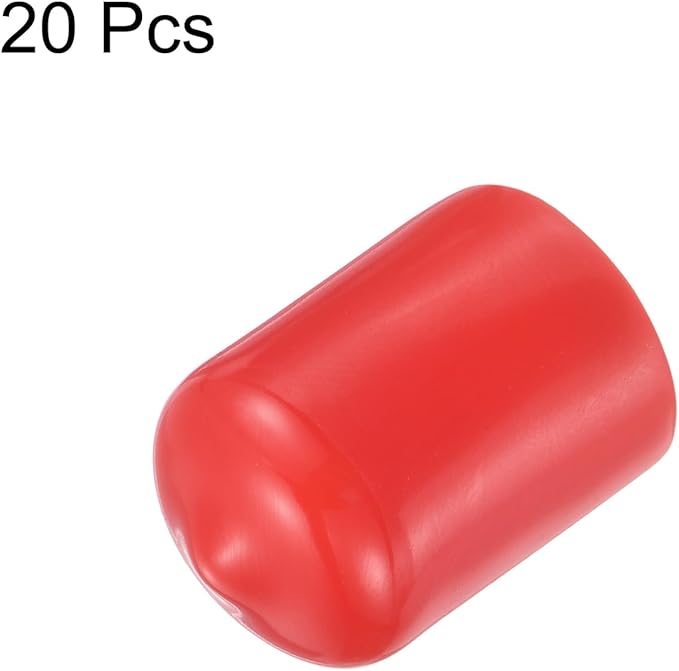 uxcell 20pcs Rubber End Caps 15.5mm ID Vinyl Round Tube Bolt Cap Cover Thread Protectors Red