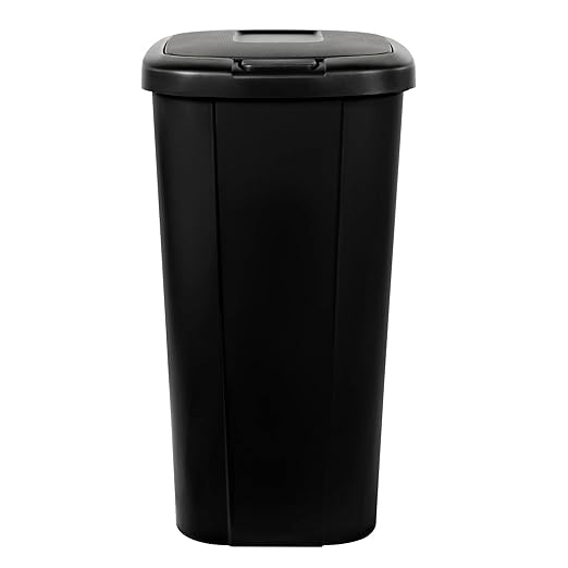 13.3 Gallon Trash Can, Plastic Touch Top Kitchen Trash Can, Black