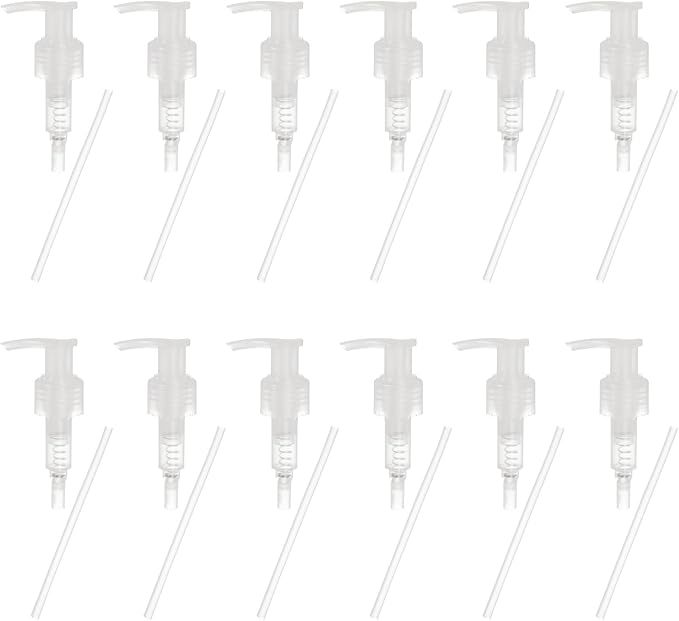 uxcell 12 Pcs Soap Dispenser Pump Heads Soap Dispensers Top Pumps Replacement Switch Pumphead for Standard 24/427 Neck Size Lotion Shampoo Bottle, Transparent