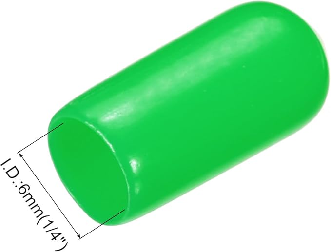 uxcell 20pcs Rubber End Caps 6mm(1/4") ID Vinyl PVC Round Tube Bolt Cap Cover Screw Thread Protectors Green
