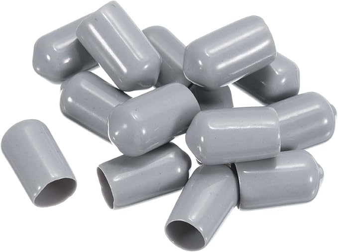 uxcell 20pcs Rubber End Caps 9mm ID Vinyl PVC Round Tube Bolt Cap Cover Screw Thread Protectors Grey