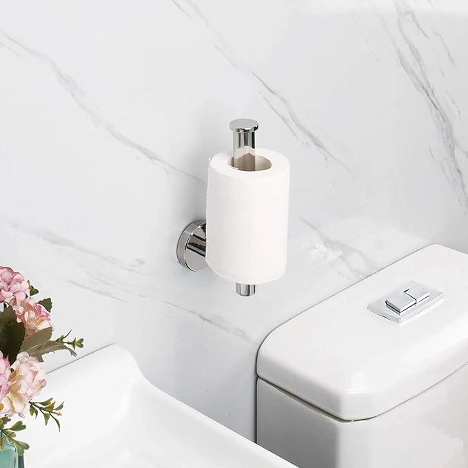 NearMoon Bathroom Toilet Paper Holder, Premium SUS304 Stainless Steel Rustproof Wall Mounted Toilet Roll Holder for Bathroom, Kitchen (3 Pack, Chrome Finish)