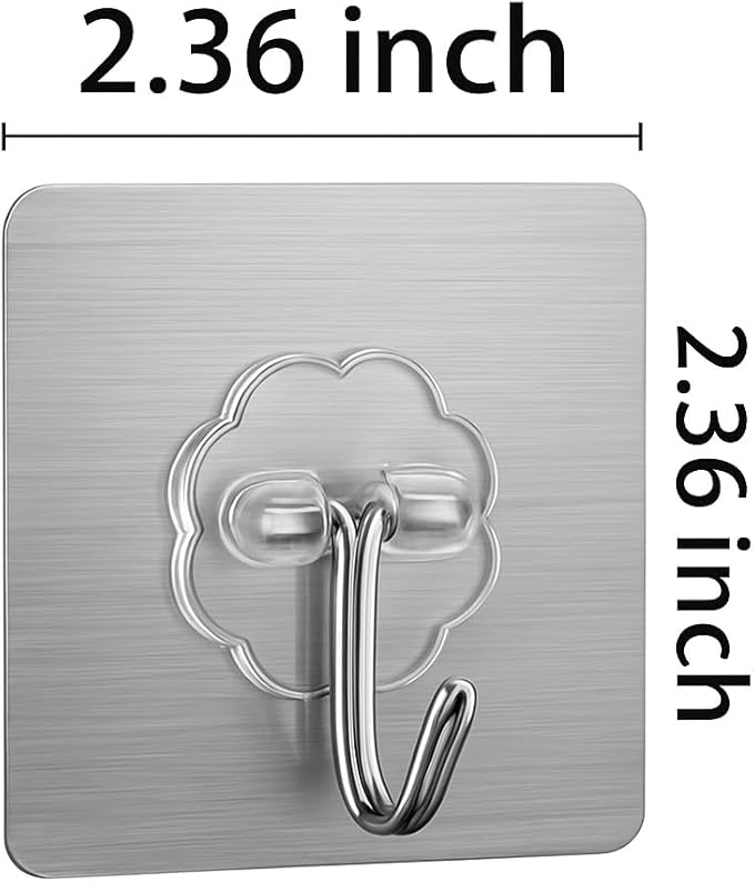 Heavy Duty Adhesive Wall Hooks - 20 Pack 28lb(Max) 2.36 x 2.36 Inches Can be Use for Office Decor, Bathroom, Home & Kitchen Improvement Indoor and Outdoor