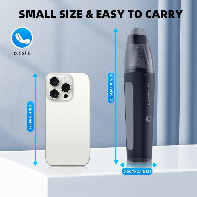 PATO Handheld Vacuum, 13000PA Portable Cordless Car Vacuum Cleaner, Suction and Blow 2-in-1 Dust Removal Vacuum Cleaner for Car, Home, Office, Pet. Black
