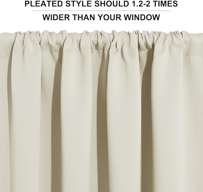 RYB HOME Small Curtains for Door Windows - Blackout Thermal Insulating Drapes for Home Theatre Bathroom Basement Cafe RV Camper Windows Blinds, Wide 34 x Long 30, Beige, 1 Pair