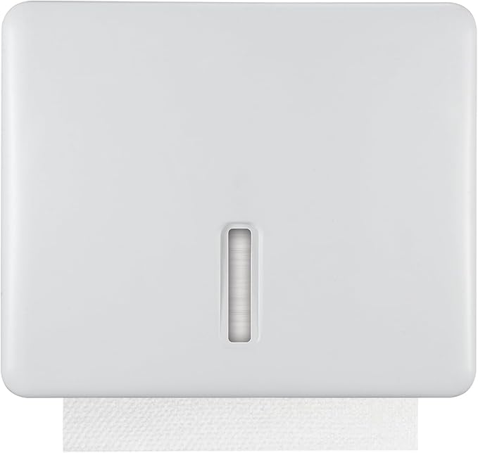 Multifold Paper Towel Dispenser Wall Mount (White) – Large Capacity C-Fold, Trifold, and Folded Commercial Hand Towels Holder for Bathroom & Restroom – Adhesive or Screw Mounted