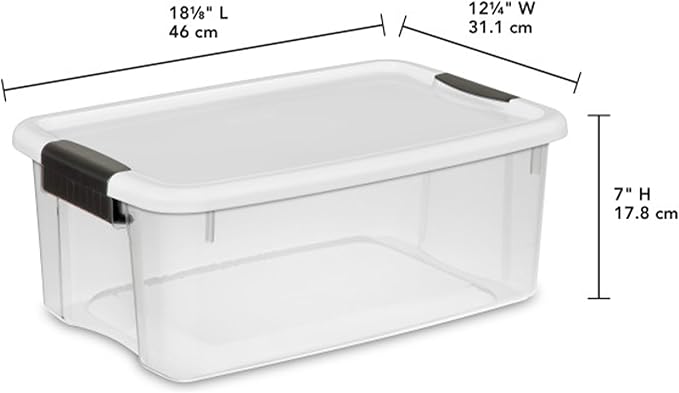 Sterilite 18-Pack Ultra Latching Box, Storage Bins with Lids, Clear Plastic, 18 Quart - Heavy-Duty Organizing Containers for Closet, Bathroom, and Office