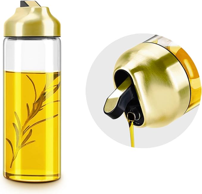 Aelga Gold Oil Dispenser - Gold Kitchen Accessories-Oil Dispenser Bottle for Kitchen with Stainless Steel Spout