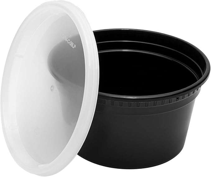 Karat [12oz - 240 ct Black PP Injection Molded Round Deli Containers with Lids (FP-IMDC12-PPB)