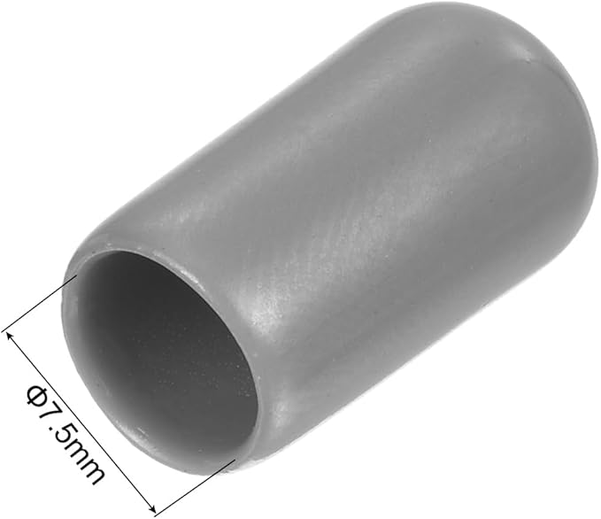 uxcell 20pcs Rubber End Caps Protective Caps 7.5mm ID Vinyl PVC Round Tube Bolt Cap Cover Screw Thread Protectors, Light Grey