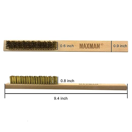 MAXMAN Brass Brush, Soft Brass Bristle Wire Brush for Cleaning Metal Rust, Welds, Home and Kitchen, Wire Scratch Brushes with 10" Beechwood Handle