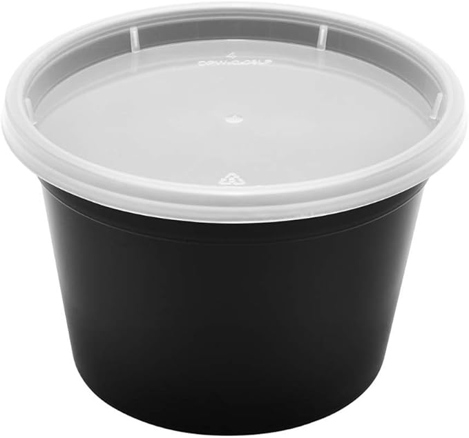 Karat [16oz - 240 ct Black PP Injection Molded Round Deli Containers with Lids (FP-IMDC16-PPB)