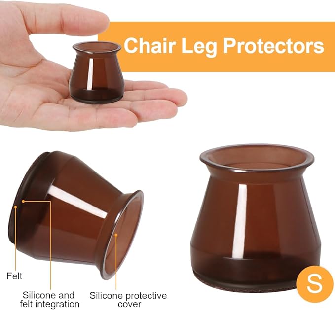 32 Pcs Chair Leg Protectors for Hardwood Floors, Silicone Felt Furniture Leg Cover Pad for Protecting Floors from Scratches and Noise, Smooth Moving, Small(Fit Round Diameter：5/16" to 1-5/16")
