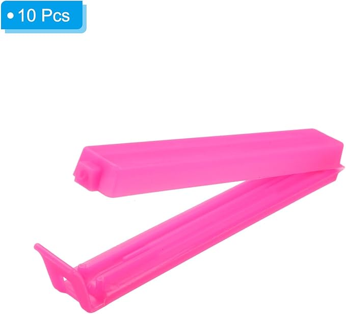 PATIKIL Sealing Clips 4.3 Inch, 10 Pack Reusable Plastic Bag Clip Clamp Sealer for Food Storage Snack Bag Home Kitchen, Rose
