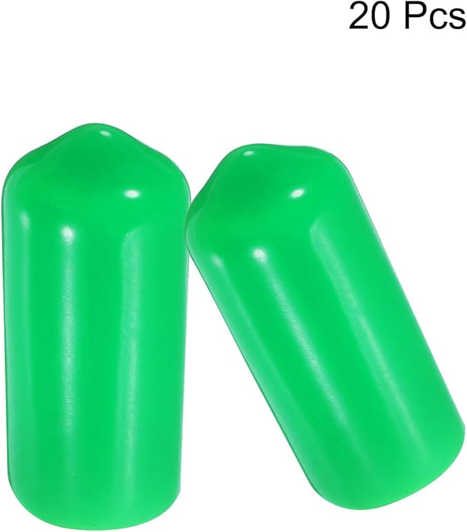 uxcell 20pcs Rubber End Caps 7mm ID Vinyl PVC Round Tube Bolt Cap Cover Screw Thread Protectors Green