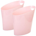 Youngever 2 Gallon Slim Trash Can, Plastic Garbage Container Bin, Small Trash Bin with Handles for Home Office, Living Room, Study Room, Kitchen, Bathroom (2 Pack) (Pink)