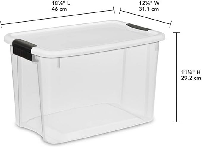 Sterilite 24-Pack Ultra Latching Box, Storage Bins with Lids, Clear Plastic, 30 Quart - Heavy-Duty Organizing Containers for Closet, Bathroom, and Office