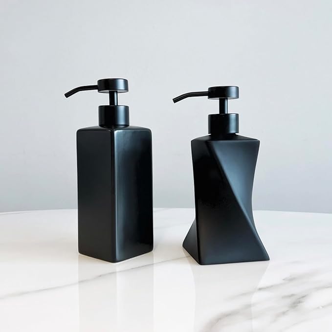 Stainless Steel Soap Dispenser Pump Head Replacement 2 Pack, 28/400 Threads Standard Size, for Bathroom and Kitchen (Matte Black)