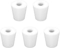 Labasics 5-Pack 4# Single-Hole Silicone Stoppers, White Tapered Lab Seal Stoppers with 0.31" Hole, Durable and Reusable Silicone Plugs for Laboratory Glassware, Airtight Sealing, and Experiments