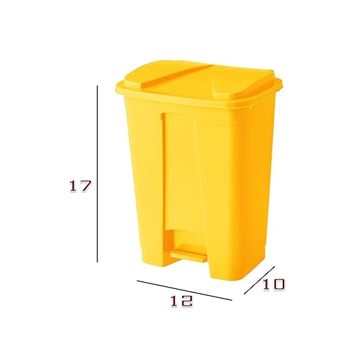 PRO&Family Step-On Trash Can with Lid, Plastic Waste Bin, Foot Pedal Operation (Yellow, 4 Gallon)