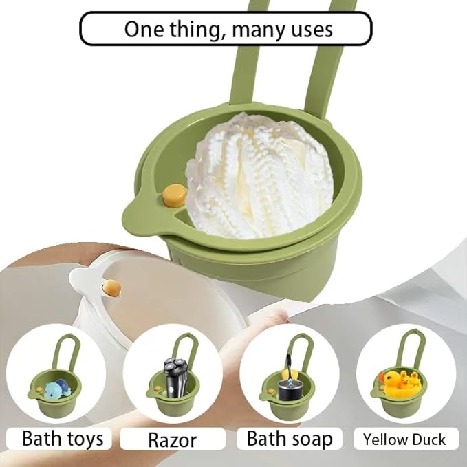 Sink Strainer Basket, Hanging Kitchen Sink Strainer Basket, Press to Dump, Easy Installation, Food Fruit & Vegetable Drainer Rack, Corner Waste Collector (Green)
