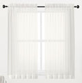 Chyhomenyc Ivory Sheer Window Curtain Panels 45 Inch, Set of 2, Light Filtering Solid Voile Curtains Drapes for Small Window/Living Room/Bedroom, Rod Pocket, 42W x 45L inches