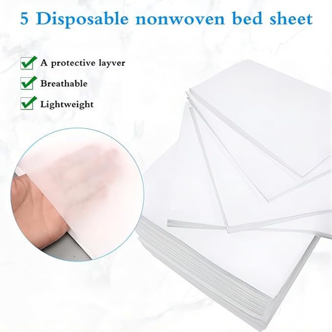 50Pcs Disposable Massage Table Sheets 31.5" x 71" Non-Woven Fabric Bed Covers for Ultimate Hygiene and Comfort in Massage, Tattoo, and Spa Treatments, Breathable and Durable Sheets(White)