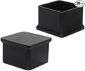 Flyshop Durable Non-Marking Silicone Chair Leg Caps Tips Floor Protectors Square Furniture Table Leg Covers, 20pcs, Black, 40 mm x 40 mm, 1-9/16" x 1-9/16"