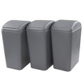 3 Pack 4.5 Gallon Plastic Garbage Can with Swing Lid, Swing-top Trash Bin, Gray