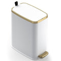 CEROELDA Small Bathroom Trash Can with Lid Soft Close-5L/1.3 Gal Slim Garbage Can-Metal Step Wastebasket-Rectangle Narrow Waste Bin for Office, Bedroom, Toilet, Live Room (White)