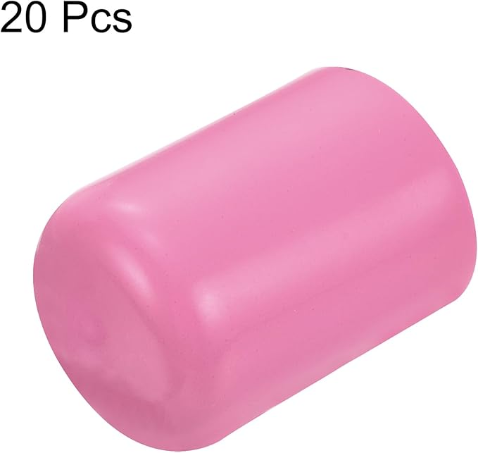 uxcell 20pcs Rubber End Caps 14mm ID Vinyl PVC Round Tube Bolt Cap Cover Screw Thread Protectors Pink