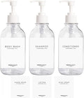 3 Pack of Shampoo and Conditioner Bottles - Apothecary Dispenser Bottle for Bathroom and Kitchen, Refillable Shampoo Bottles for Shampoo Lotion Oil Shower Soap Hand Soap and Dish Soap (Clear)